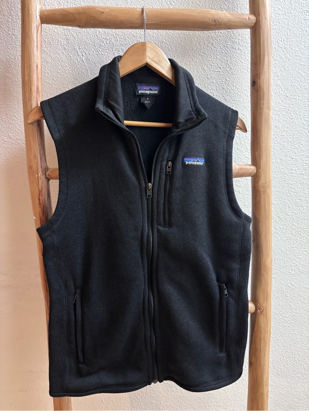Patagonia Black Fleece Vest with Zip Chest Pocket